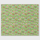 Moderne Häuser des Mittelalters Weihnachts Avocado Geschenkpapier (Flach)