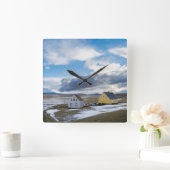 Moderne Häuser Quadratische Wanduhr (Zuhause)