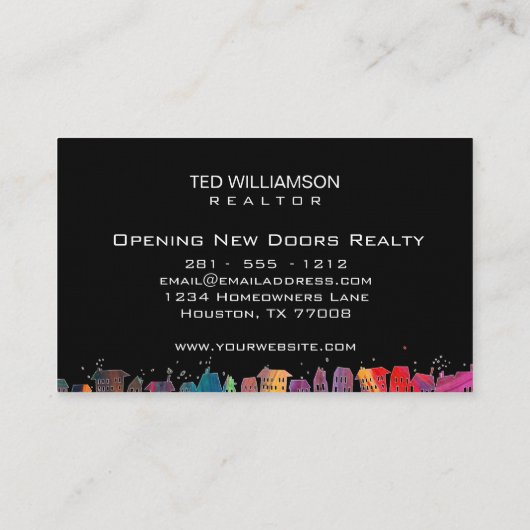 Moderne Häuser Real Anwesen Beruflich Black Visitenkarte (Rückseite)