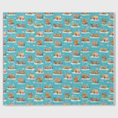 Moderne Häuser - Weihnachtsaqua 4 Geschenkpapier (Flach)