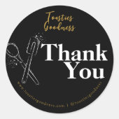 Moderne, hausgemachte Backwaren Danke, Black Runder Aufkleber (Vorderseite)