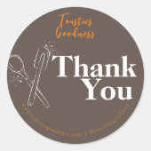 Moderne, hausgemachte Backwaren Danke Brown Runder Aufkleber (Vorderseite)