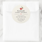 Moderne, hausgemachte Cherry-Jam-Aufkleber Runder Aufkleber (Tasche)