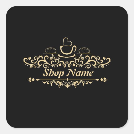 Moderne, hausgemachte Kaffeebäckerei - kundenspezi Quadratischer Aufkleber (Vorderseite)
