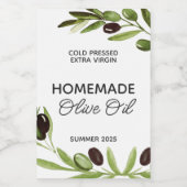 Moderne, hausgemachte Olivenölflaschen Lebensmitte Weinetikett (Einzelnes Label)