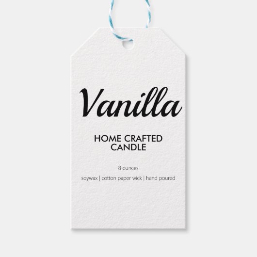 Moderne, hausgemachte, schwarz-weiße Kerze Geschenkanhänger (Vorderseite)