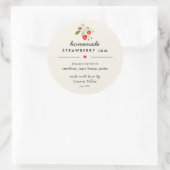 Moderne hausgemachte Strawberry-Marmelade-Aufklebe Runder Aufkleber (Tasche)