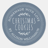 Moderne hausgemachte Weihnachtskekse Dunkelblau Runder Aufkleber (Vorderseite)