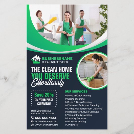 Moderne Haushaltshilfe Reinigung Haus Janitorial Flyer (Vorne)