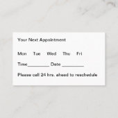 Moderne Haushaltszahnärzte Personalausweise Visite Terminkarte (Rückseite)