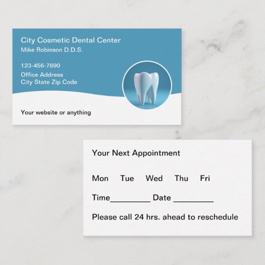 Moderne Haushaltszahnärzte Personalausweise Visite Terminkarte (Vorne/Hinten)