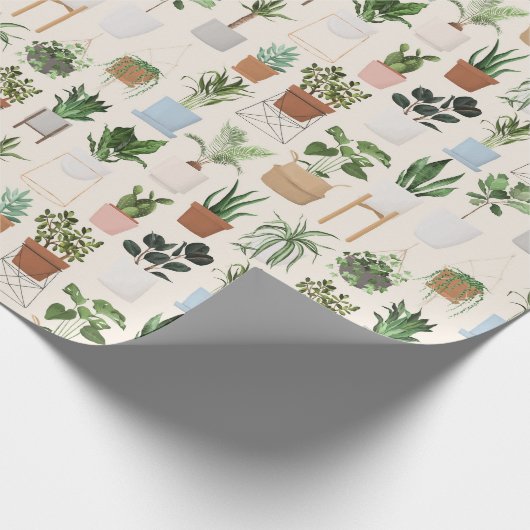 Moderne Hauspflanzen Garten Liebe Pflanze Muster Geschenkpapier (Ecke)
