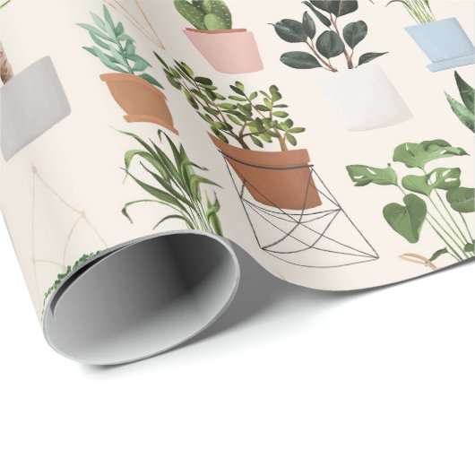 Moderne Hauspflanzen Garten Liebe Pflanze Muster Geschenkpapier (Rolleneckpunkt)