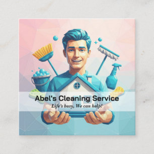 Moderne Hausreinigung Haushälterin Service Hausrei Quadratische Visitenkarte