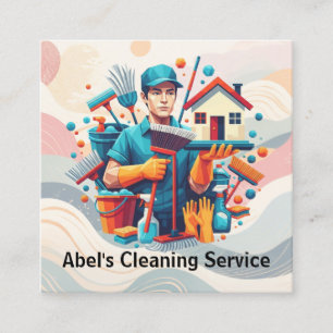 Moderne Hausreinigung Haushälterin Service Hausrei Quadratische Visitenkarte