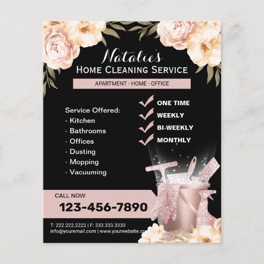 Moderne Hausreinigung Haushaltshilfe Klasse Blumen Flyer (Vorne)