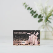 Moderne Hausreinigung Leopard & Rose Gold Glitzer Visitenkarte (Stehend Vorderseite)