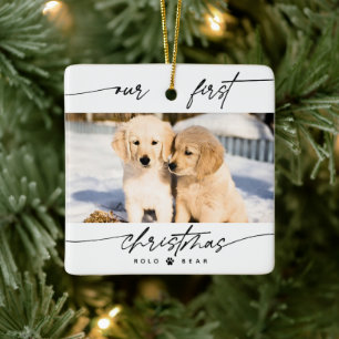 Moderne Haustierliebhaber Unser erstes Weihnachtsf Keramikornament