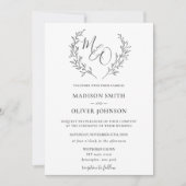 Moderne Haute Monogram Laurel Branch Wedding Einladung (Vorderseite)