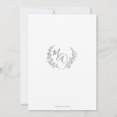 Moderne Haute Monogram Laurel Branch Wedding Einladung (Rückseite)