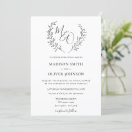 Moderne Haute Monogram Laurel Branch Wedding Einladung