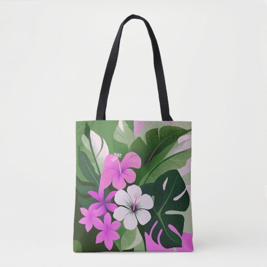 Moderne Hawaiian Hibiskus Beach Bag aus dem Mittel Tasche (Vorderseite)