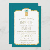 Moderne Hawaiianische Ananas-Gerahmte Hochzeit Einladung (Vorne/Hinten)
