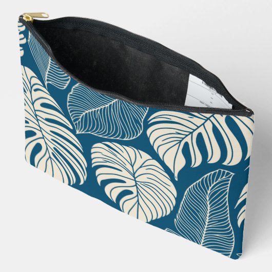 Moderne hawaiianische Blätter Zubehörtasche (Offen)