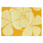 Moderne hawaiianische Druckmuster Plumerias Große Geschenktüte (Rückseite)