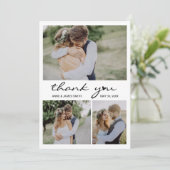 Moderne Heart Script Foto Collage Editable Message Dankeskarte (Stehend Vorderseite)