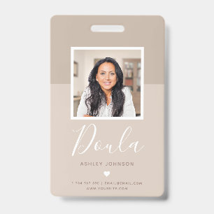 Moderne Hebamme Doula Foto Namensschild ID Creme B Ausweis