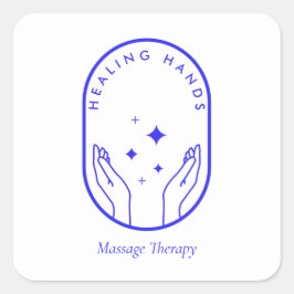 Moderne Heilhandmassage, Wellness Blue Logo Quadratischer Aufkleber