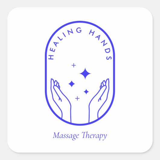 Moderne Heilhandmassage, Wellness Blue Logo Quadratischer Aufkleber (Vorderseite)