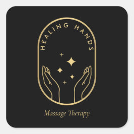 Moderne Heilhandmassage, Wellness Gold Logo Quadratischer Aufkleber
