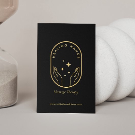 Moderne Heilhandmassage, Wellness Gold Logo Visitenkarte