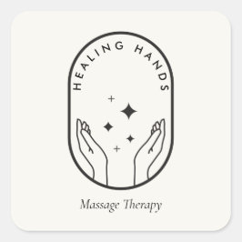Moderne Heilhandmassage, Wellness-Logo Elfenbein Quadratischer Aufkleber