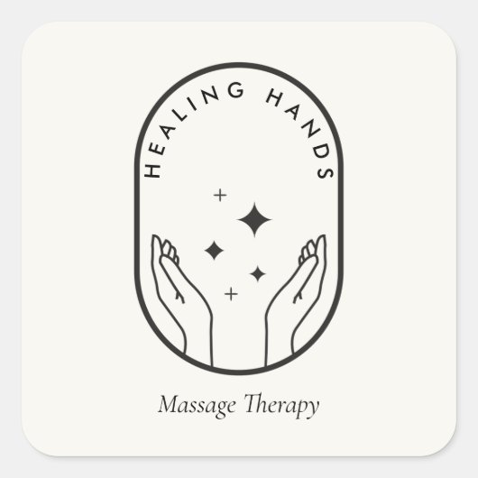 Moderne Heilhandmassage, Wellness-Logo Elfenbein Quadratischer Aufkleber (Vorderseite)