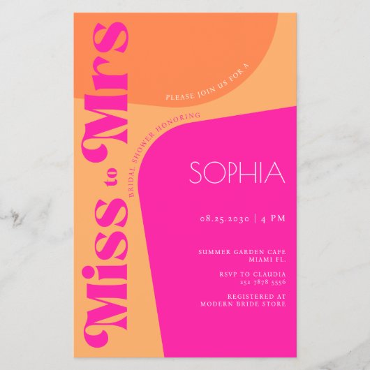 Moderne, heiß rosa Brautdusche Flyer (Vorne)