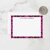 Moderne, heiß rosa dekorative Grenze Mitteilungskarte (Vorderseite/Rückseite Beispiel)
