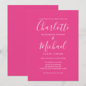 Moderne, heiß rosa Signatur - Einladung zur Hochze (Vorne/Hinten)