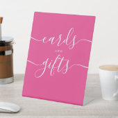 Moderne, heiß rosa Skriptkarten und Geschenke Sockelschild (In SItu)