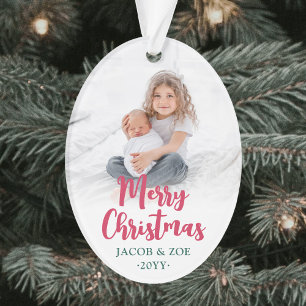 Moderne hell leuchtende Skript Frohe Weihnachten 2 Ornament