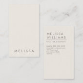 Moderne hellbeige-braune minimalistische vertikale visitenkarte (Vorne/Hinten)