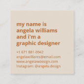 Moderne hellbeige-orange-minimale Hello-Typografie Quadratische Visitenkarte (Rückseite)