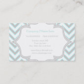 Moderne hellblaue, graue Chevron-Monogramm Visitenkarte (Rückseite)