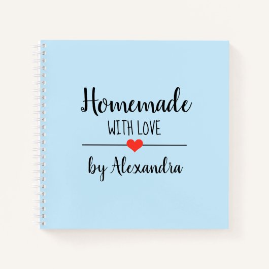 Moderne hellblaue hausgemachte Liebe Notizblock (Vorderseite)