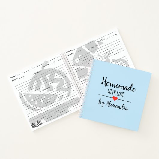 Moderne hellblaue hausgemachte Liebe Notizblock (Innenseite)