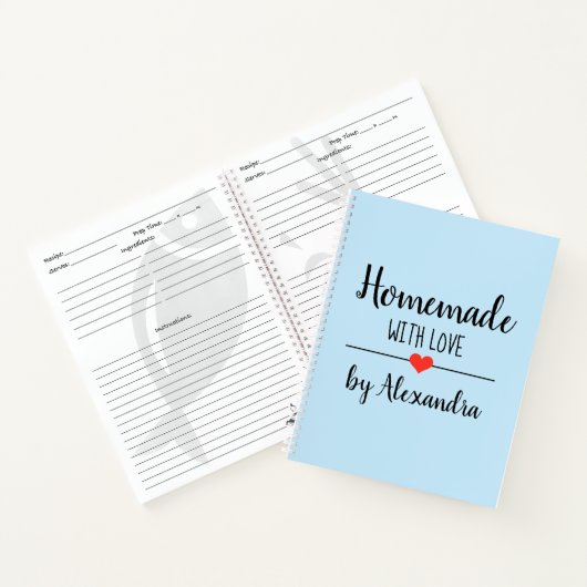 Moderne hellblaue hausgemachte Liebe Notizblock (Innenseite)