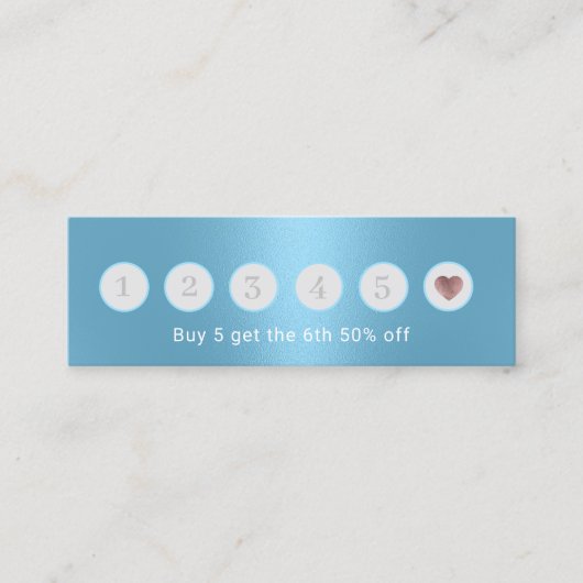 Moderne hellblaue Metallic mit 6 Punch Treuekarte (Vorderseite)