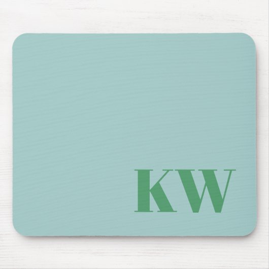 Moderne hellblaue monogrammierte Anfangsbuchstaben Mousepad (Vorne)